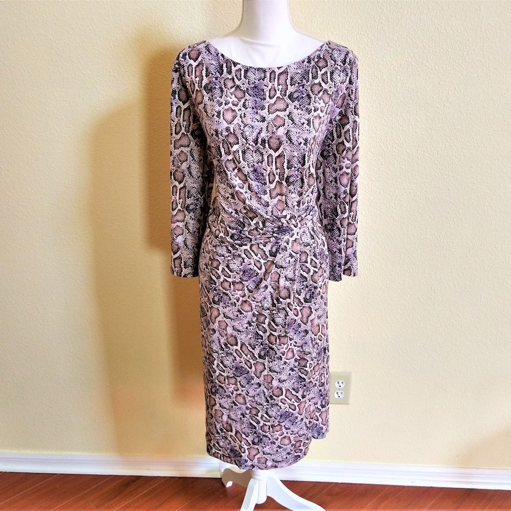 Apanage Snake Print Evening Dress with Long Sleeves